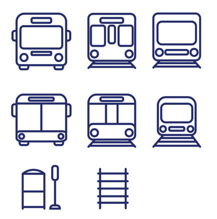 2023 | Transportation Icons for Roslindale Village Map @afhboston, made with Adobe Illustrator