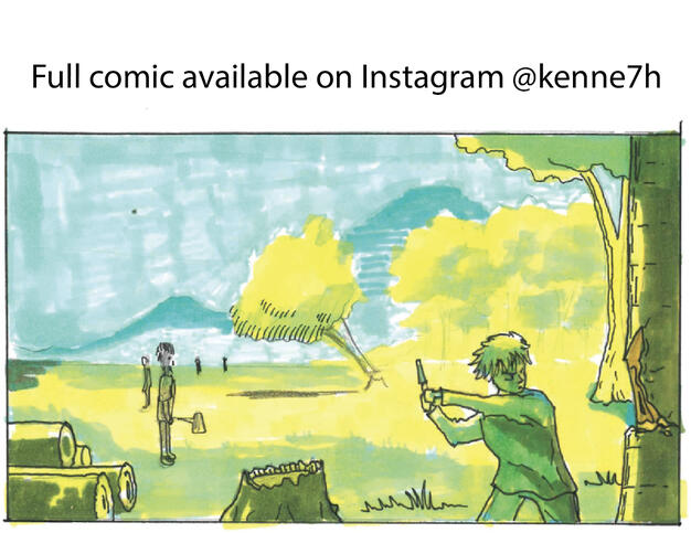 2024 | Traditionally illustrated Comic colored with Alcohol Markers (Read full 5 page comic on https://www.instagram.com/kenne7h/?hl=en)